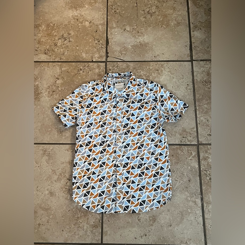 Denim & Flower Boys Triangular Pattern Button Short Sleeve Shirt - Picture 4 of 4